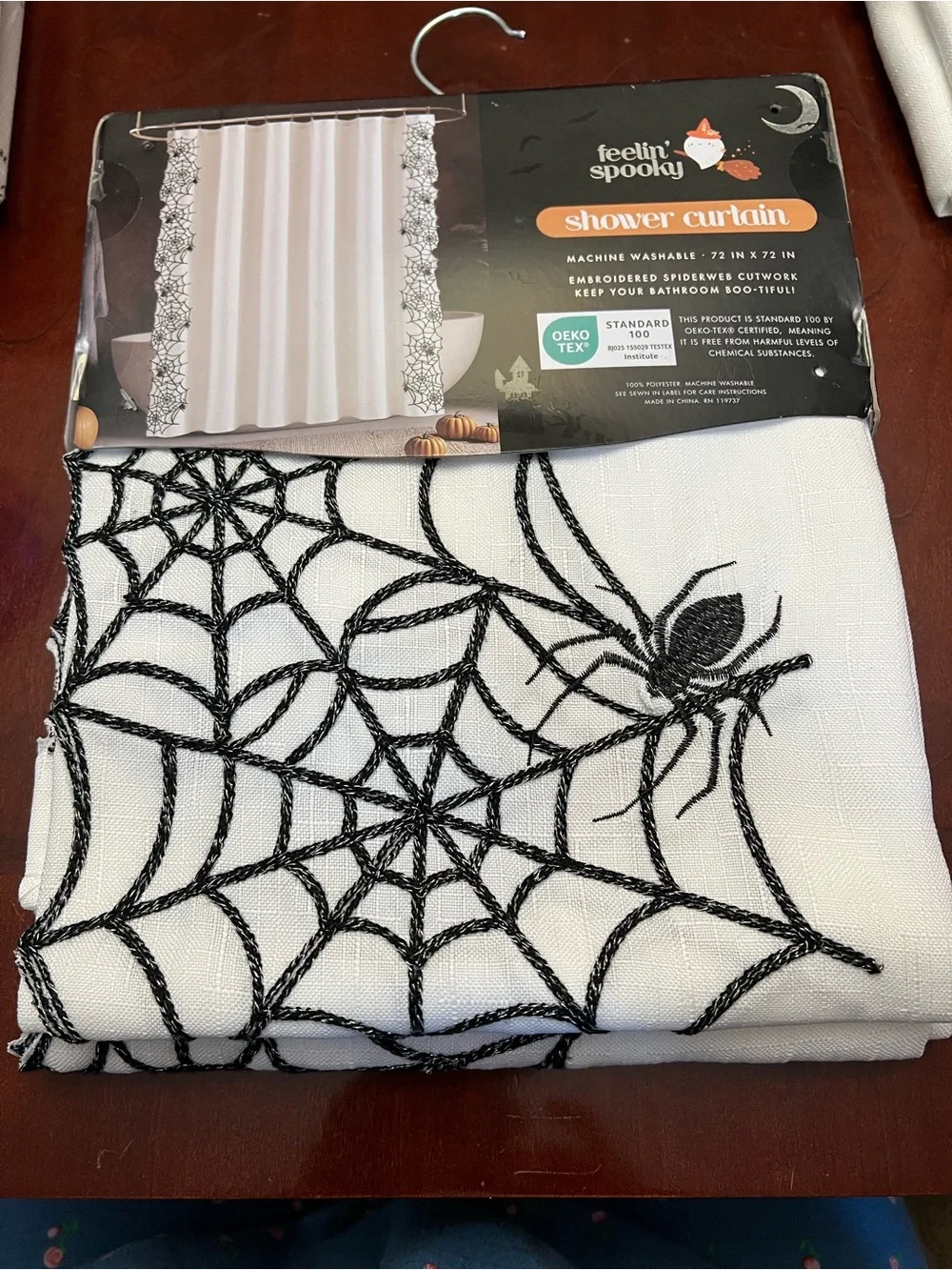 Black & White Spiderweb Embroidered Shower Curtain